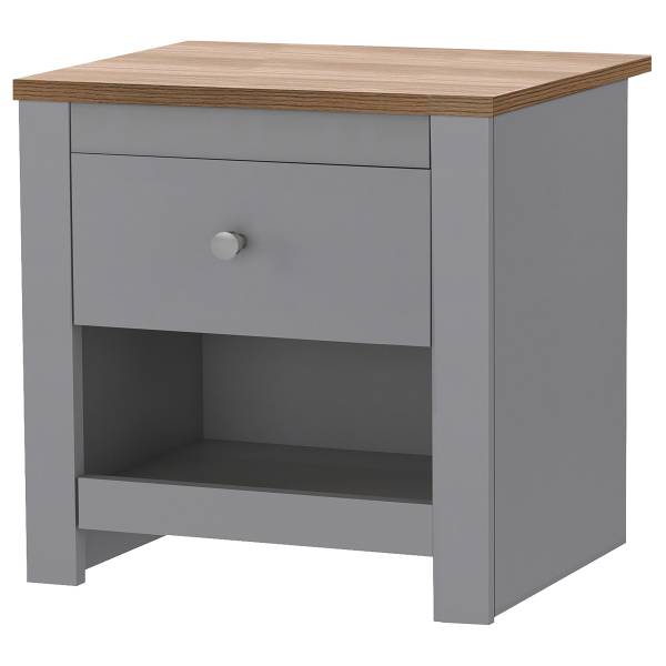 Table de nuit Landri Imitation chêne / Gris graphite