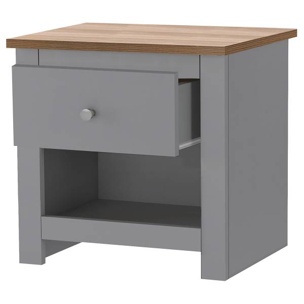 Table de nuit Landri Imitation chêne / Gris graphite