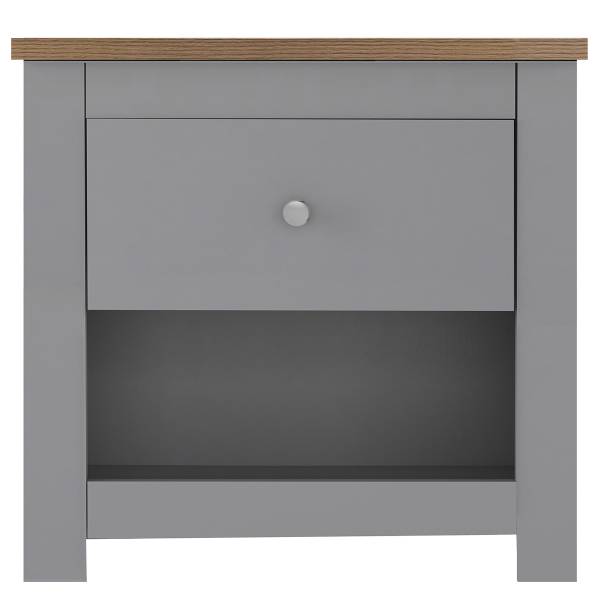 Table de nuit Landri Imitation chêne / Gris graphite