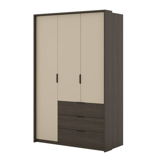 Armoire à portes battantes Maeria Champagne / Imitation chêne foncé - Largeur : 139 cm