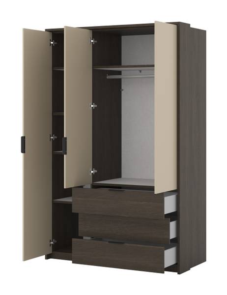 Armoire à portes battantes Maeria Champagne / Imitation chêne foncé - Largeur : 139 cm