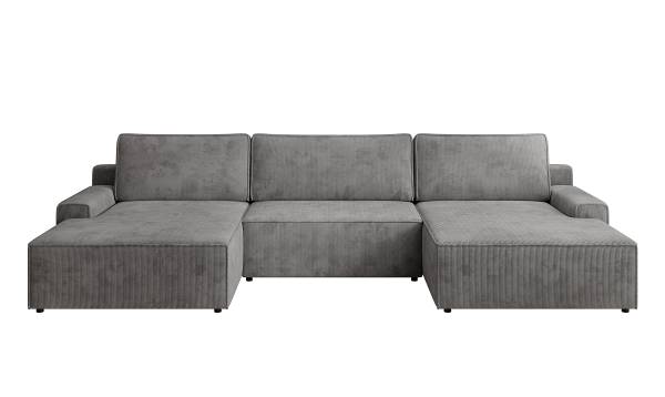 Wohnlandschaft LISUU mit Schlaffunktion Cordstoff Maiva: Dunkelgrau
