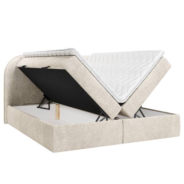 Boxspringbett Azana Teddystoff Morera: Creme - 180 x 200cm