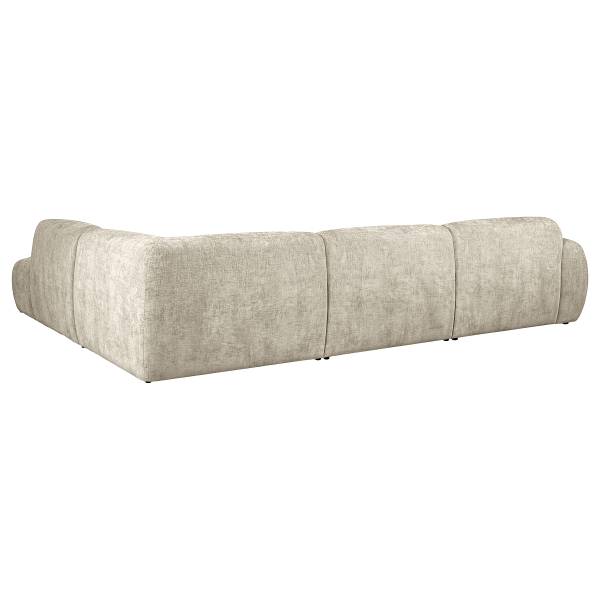 Ecksofa ULALA mit Ottomane Chenille Edina: Beige - Ottomane davorstehend rechts