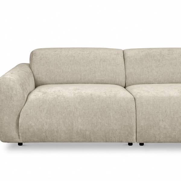 Ecksofa ULALA mit Ottomane Chenille Edina: Beige - Ottomane davorstehend rechts