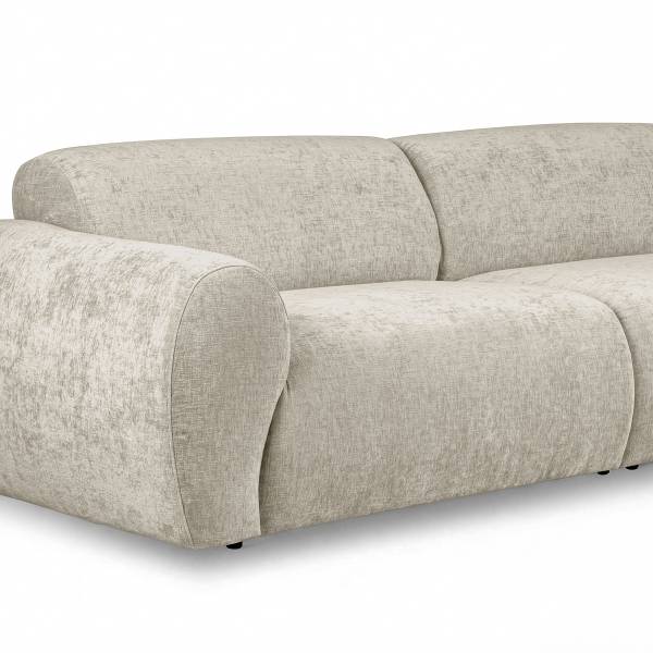 Ecksofa ULALA mit Ottomane Chenille Edina: Beige - Ottomane davorstehend rechts