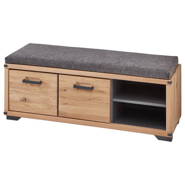 Garderobenbank Cayoma - Breite 120 cm Webstoff / Eiche teilmassiv