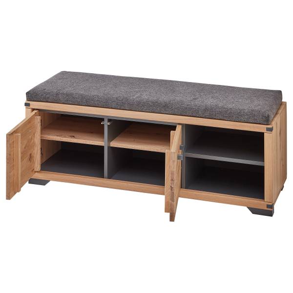 Garderobenbank Cayoma - Breite 120 cm Webstoff / Eiche teilmassiv