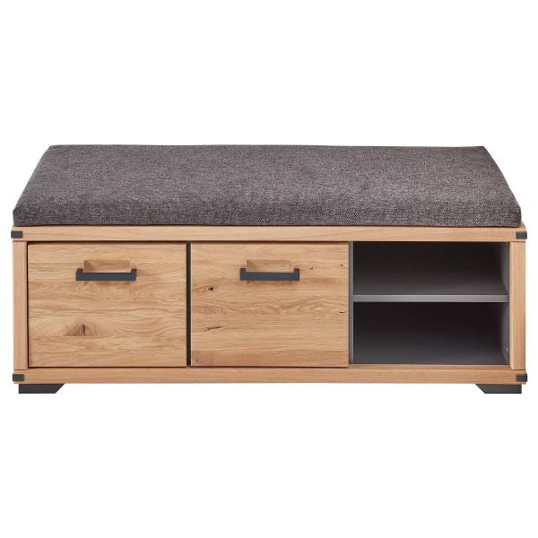 Garderobenbank Cayoma - Breite 120 cm Webstoff / Eiche teilmassiv