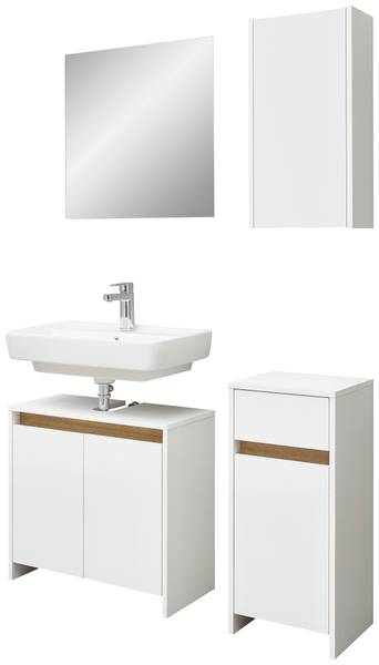 Badset Quickset 100 4-teilig Matt Weiß / Eiche Riviera Dekor