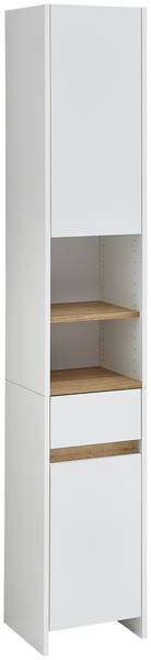 Badset Quickset 100 5-teilig Hochschrank Matt Weiß / Eiche Riviera Dekor