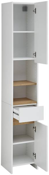 Badset Quickset 100 5-teilig Hochschrank Matt Weiß / Eiche Riviera Dekor