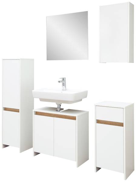Badset Quickset 100 5-teilig Midischrank Matt Weiß / Eiche Riviera Dekor