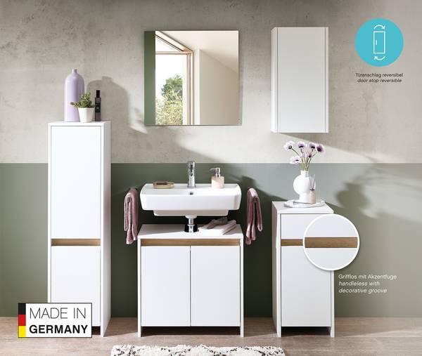 Badset Quickset 100 5-teilig Midischrank Matt Weiß / Eiche Riviera Dekor