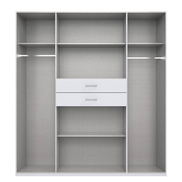Armoire à portes battantes Diver Imitation chêne Artisan / Gris - Largeur : 180 cm - Argenté