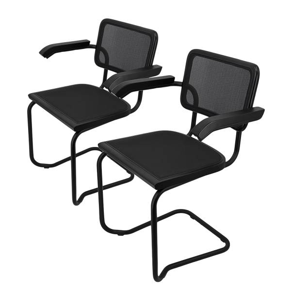 Armlehnenstuhl HOLM 2er-Set  Mesh Schwarz - Schwarz