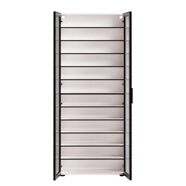 Schuhschrank Goyya Glas - Schwarz / Hochglanz Kaschmir