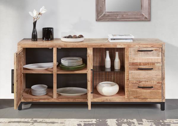 Houten dressoir Ancute mangohout/zwart