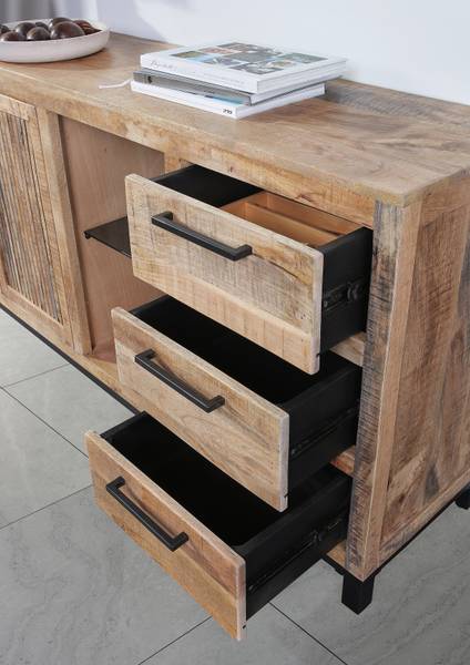 Houten dressoir Ancute mangohout/zwart