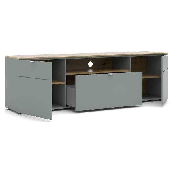 TV-Lowboard Borikov Mintgrau / Eiche Artisan Dekor