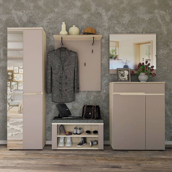 Halmeubelset Shamsi 5-delig lichtbruin/Riva eikenlook