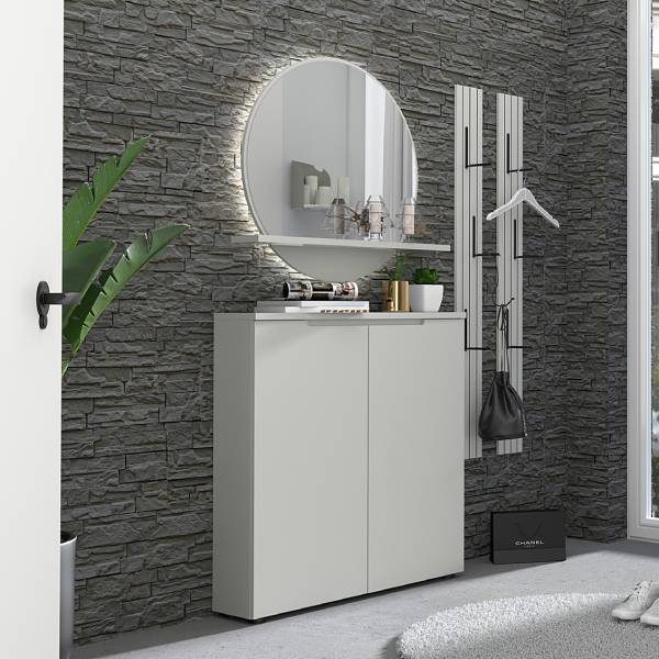 Garderobenset Mizzer 4-teilig Lichtgrau - Breite: 127 cm