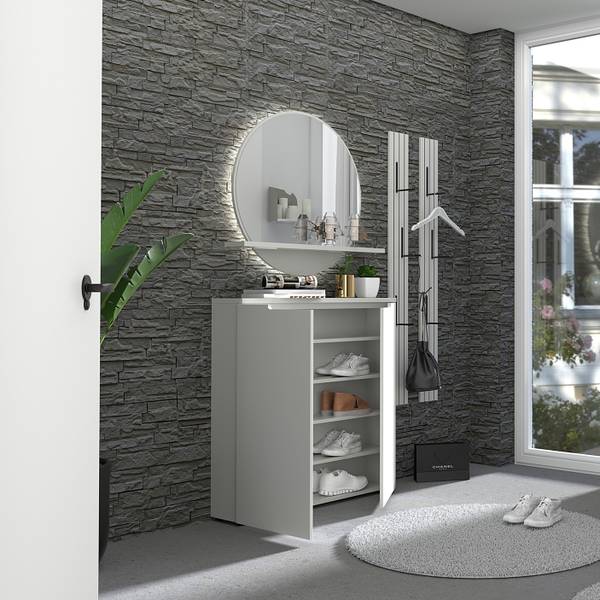 Garderobenset Mizzer 4-teilig Lichtgrau - Breite: 127 cm