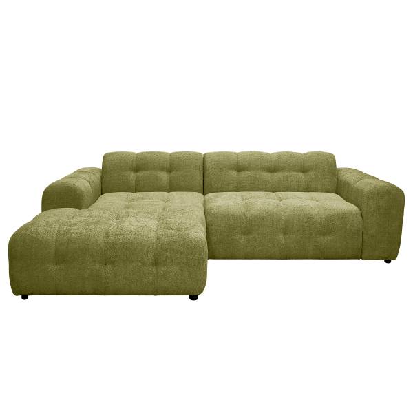 Divano con chaise longue ROYANA Tessuto Bouclé Coline: verde - Longchair preimpostata a sinistra