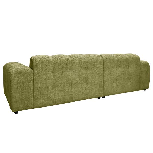 Divano con chaise longue ROYANA Tessuto Bouclé Coline: verde - Longchair preimpostata a sinistra