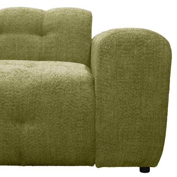 Divano con chaise longue ROYANA Tessuto Bouclé Coline: verde - Longchair preimpostata a sinistra
