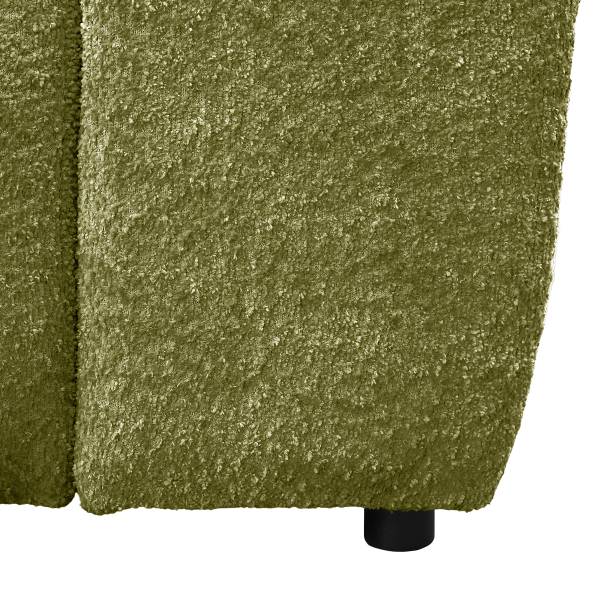 Divano con chaise longue ROYANA Tessuto Bouclé Coline: verde - Longchair preimpostata a sinistra