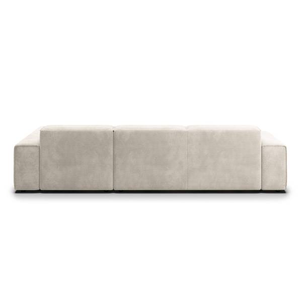 Canapé d'angle ELVION avec chaise longue Velours côtelé Catia: Gris clair - Méridienne courte à droite (vue de face)
