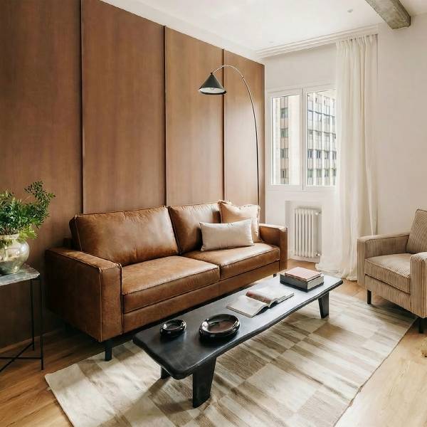 3-Sitzer Sofa FOLO Lederfaserstoff Dalia: Hellbraun