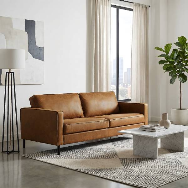 3-Sitzer Sofa FOLO Lederfaserstoff Dalia: Hellbraun