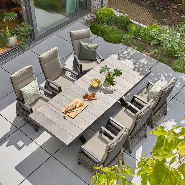 Outdoor-diningset Corido 7-delig aluminium/polyrotan - grijs