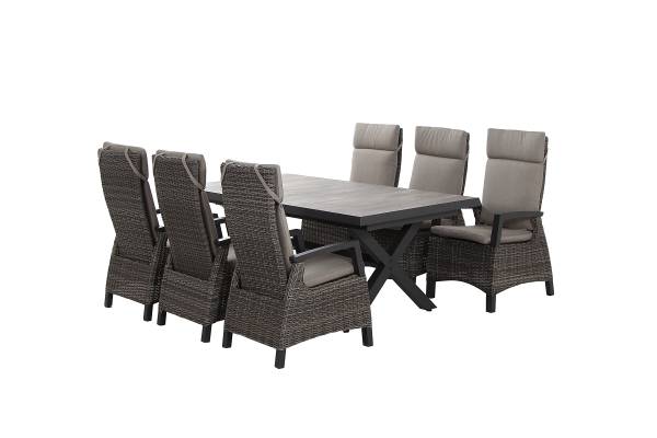 Outdoor-diningset Corido 7-delig aluminium/polyrotan - grijs
