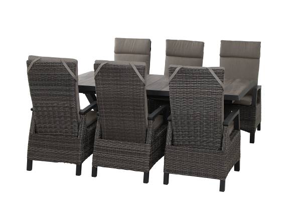 Outdoor-diningset Corido 7-delig aluminium/polyrotan - grijs