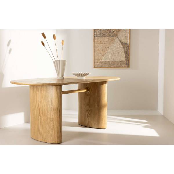 Furnierter Esstisch Jakwan Beige - Holzwerkstoff