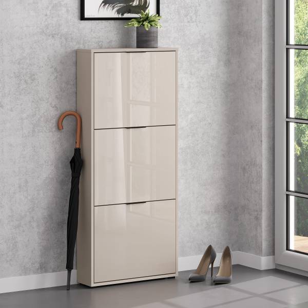 Scarpiera Torony - 60 cm Vetro - Cashmere - Altezza: 137 cm