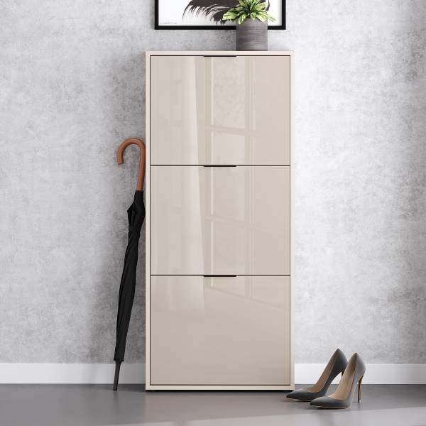 Scarpiera Torony - 60 cm Vetro - Cashmere - Altezza: 137 cm