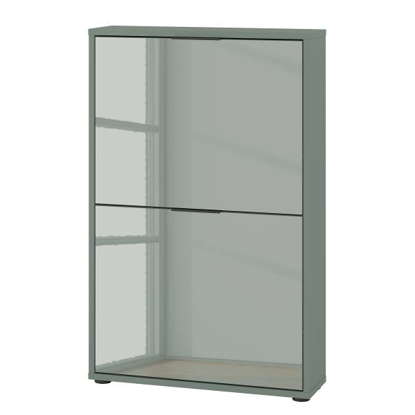 Meuble à chaussures Torony 60 cm Verre - Couleur sauge - Hauteur : 93 cm