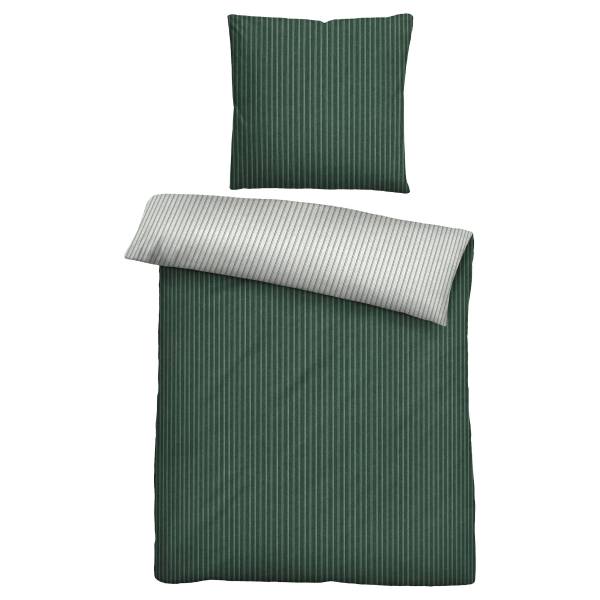 Linge de lit rayures tissées 10 - Vert - 135 x 200 cm + oreiller 80 x 80 cm