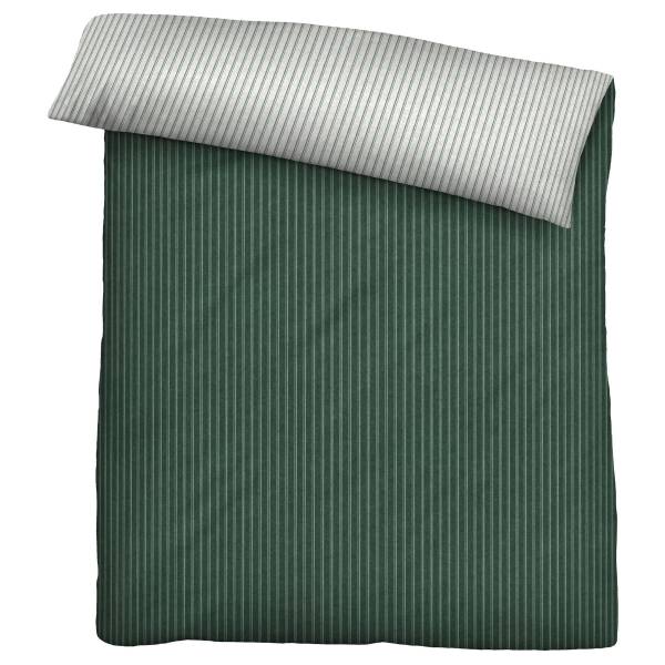 Linge de lit rayures tissées 10 - Vert - 135 x 200 cm + oreiller 80 x 80 cm