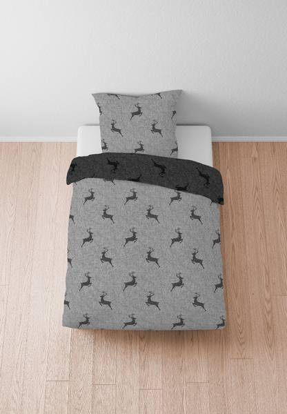 Mako-Satin-Bettwäsche Hirsch Mako-Satin - 135 x 200 cm + Kissen 80 x 80 cm