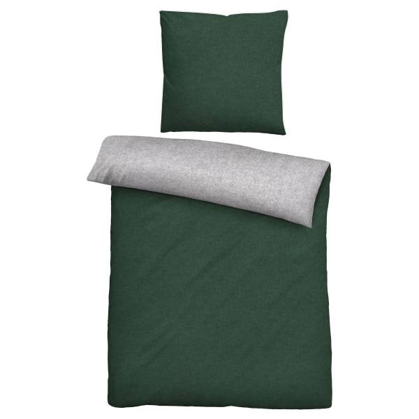 Flanell-Bettwäsche Melange Uni Flanell - Grün