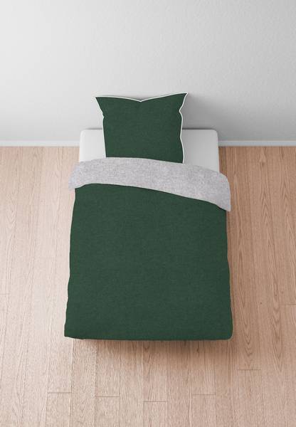 Flanell-Bettwäsche Melange Uni Flanell - Grün