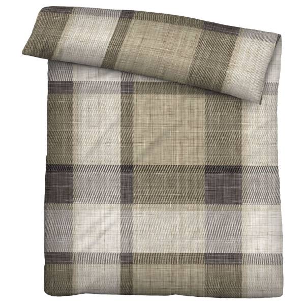 Bevertien beddengoed Ruit bevertien - taupe - 135 x 200 cm + kussen 80 x 80 cm