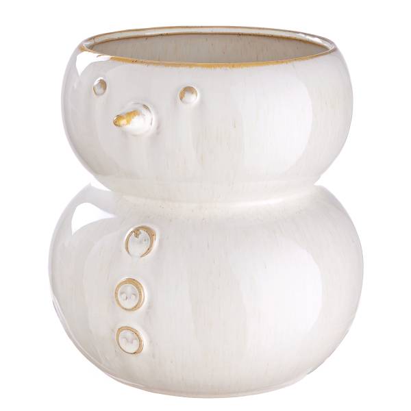 Vase SNOWMAN Steinzeug - Weiß - Höhe: 20 cm