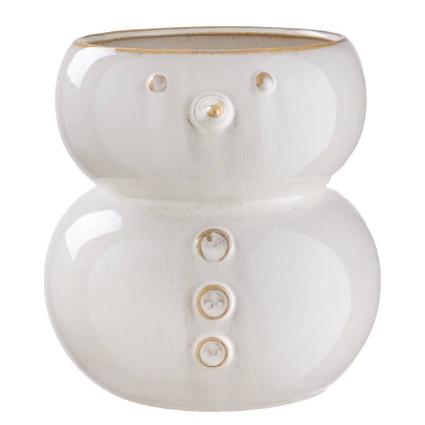 Vase SNOWMAN Steinzeug - Weiß - Höhe: 20 cm