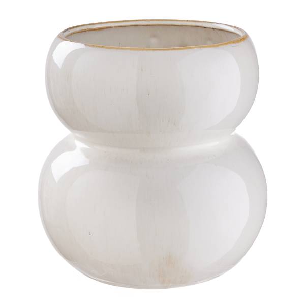 Vase SNOWMAN Steinzeug - Weiß - Höhe: 20 cm